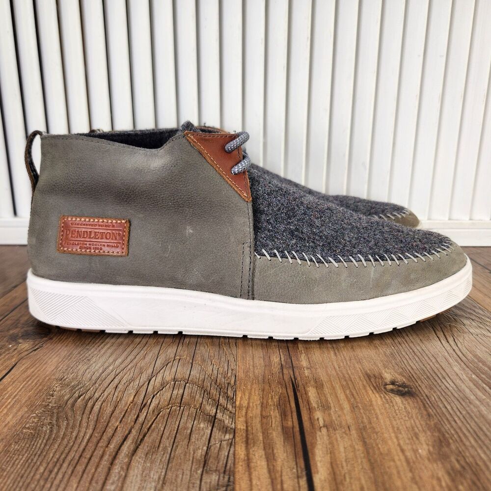 Pendleton La Brea Mid Suede Wool Shoes Mens Sz 11 Grey Vibram Chukka Ankle Boots